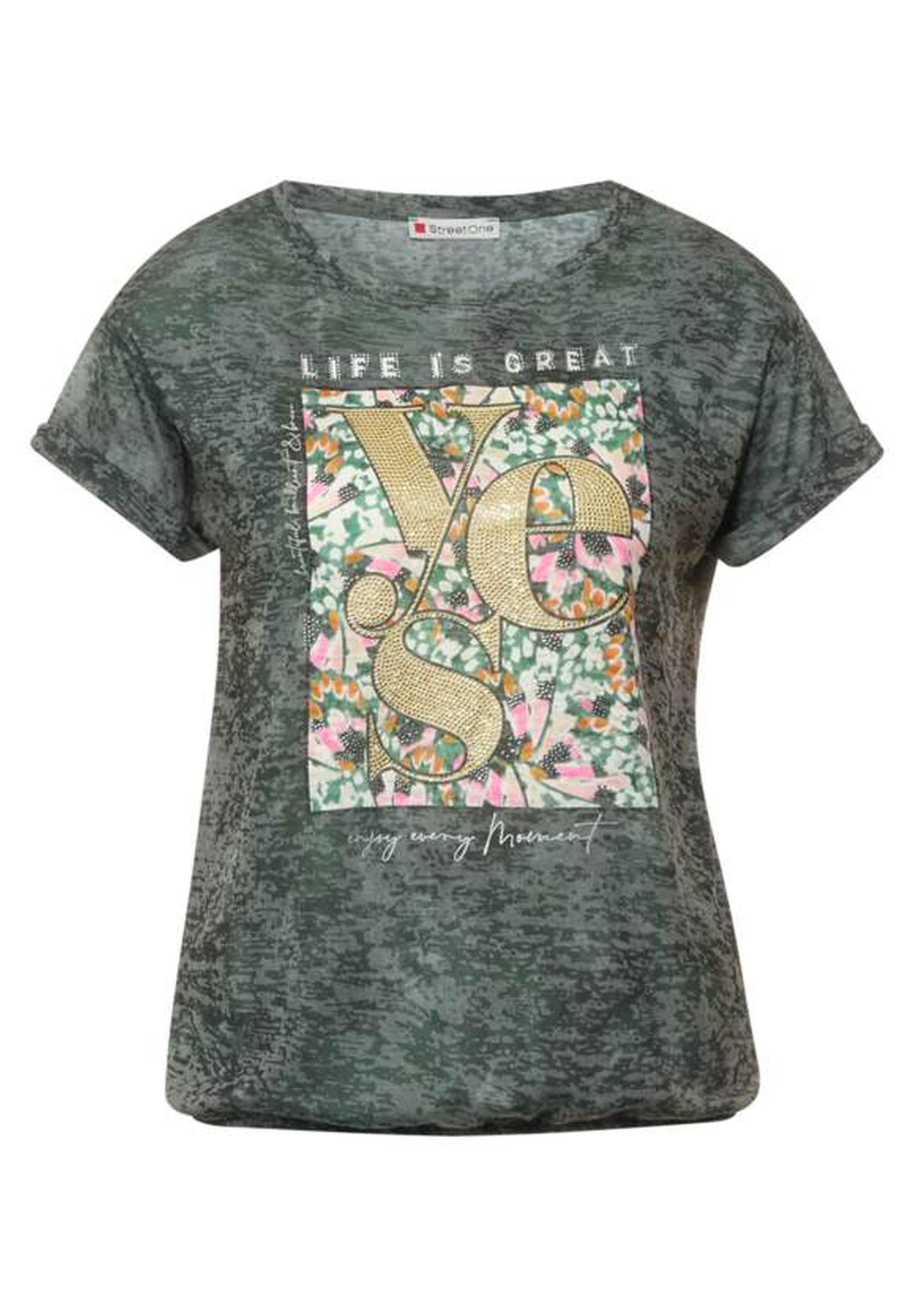 Sommerliches T-Shirt aus der Kollektion von Street One in bassy olive -  317591