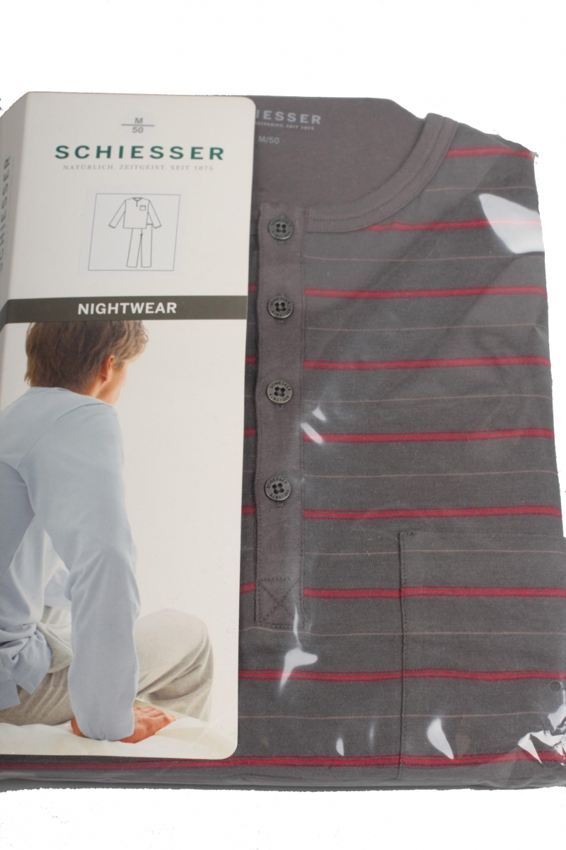 SCHIESSER Schlafanzug mit Knopfleiste -Gr.wählbar- taupe