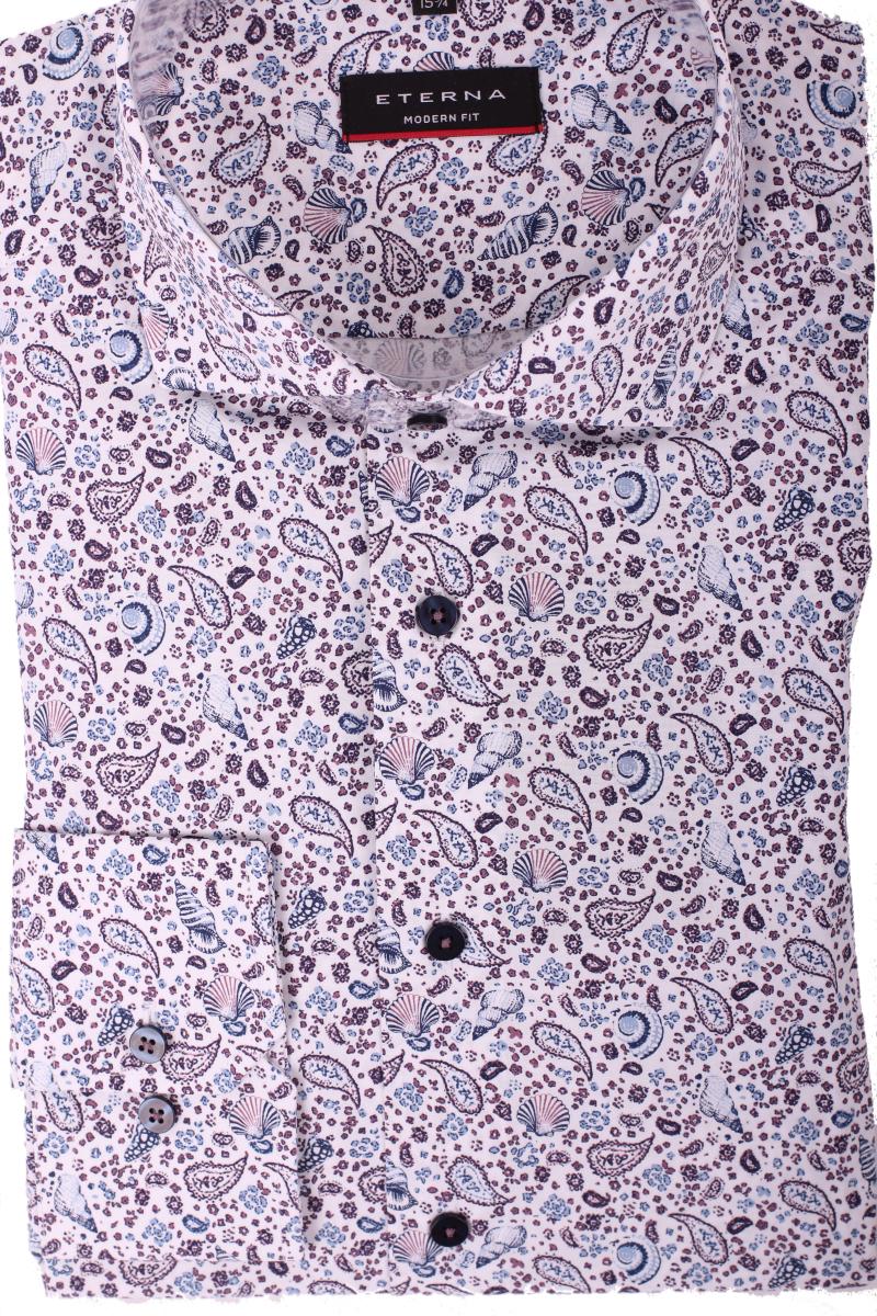 ETERNA Cityhemd langarm mit Paisley Muster weiß bedruckt