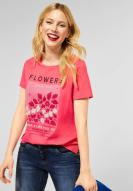 Street One T-Shirt mit floralem Paillettenprint Intense Coral