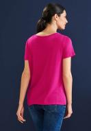 Street One V-Hals Shirt mit Spitzenkante Nu Pink