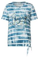 CECIL gestreiftes T-Shirt mit Frontprint Teal Blue