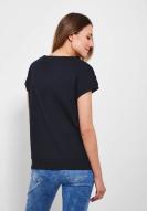 CECIL T-Shirt mit Frottee Druck deep blue