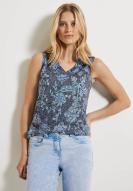 CECIL Damenshirt mit floralem Burn-Out-Muster deep blue