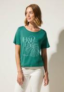 Street One T-Shirt mit Palmblatt-Frontdruck Lagoon Green